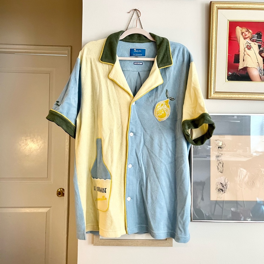 *SOLD* Tombolo Le Sirenuse Limoncello Cabana Color Block Terry Cloth Shirt